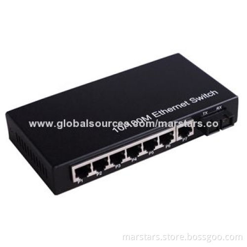 Fiber Switch with 1 x Dual Fiber Port, SM 20km 10/100M + 7 x UTP Port, RJ45